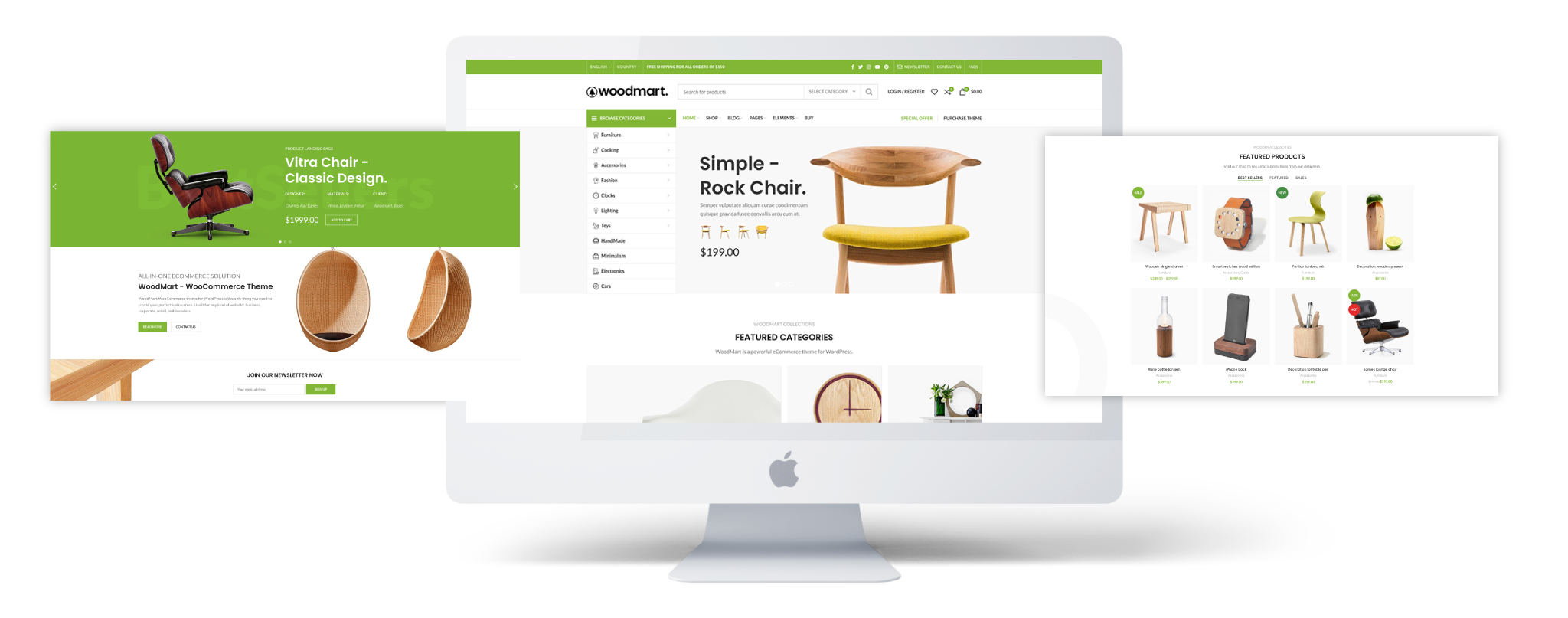 A representation of of Woodmart theme on a WooCommerce product page.