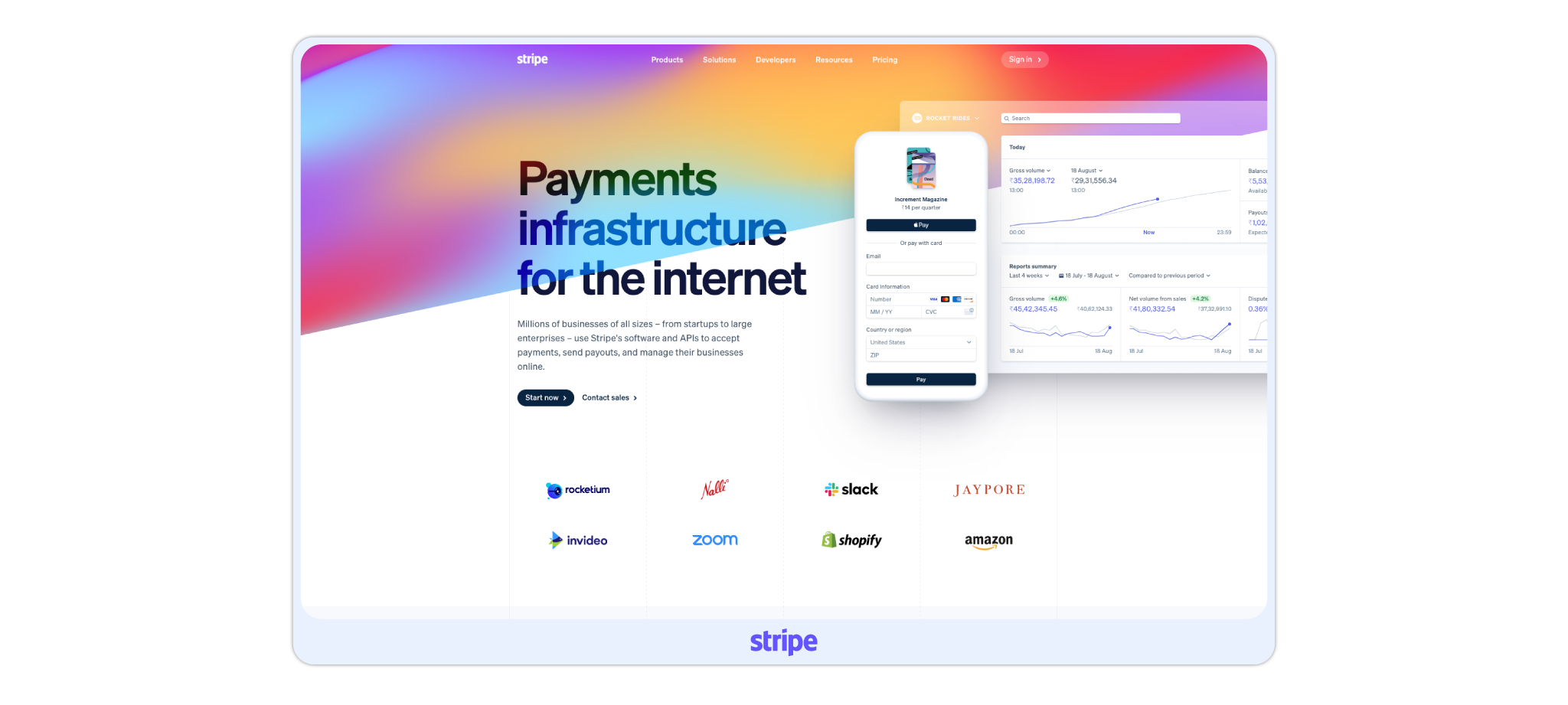 This is the front view of the Stripe Payment Gateway