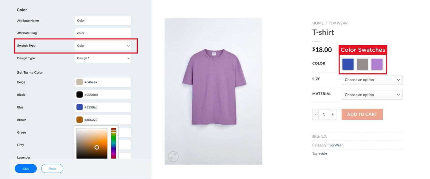 woocommerce color swatch